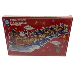 Vtg 1999 FX Schmid Santa's On His Way 1000 Pc 3" Long Puzzle NEW Sealed 98165